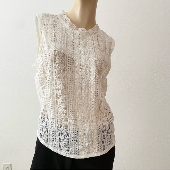 Free People- Tea Party sheer lace crop tank top in Ivory- medium - Picture 2 of 12